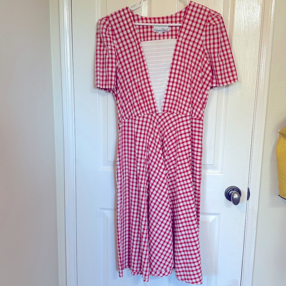 Vintage gingham red and white check dress size 8